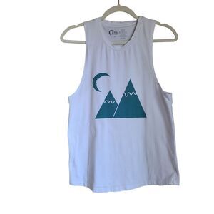 zyia active white mountain moon graphic tank top size medium